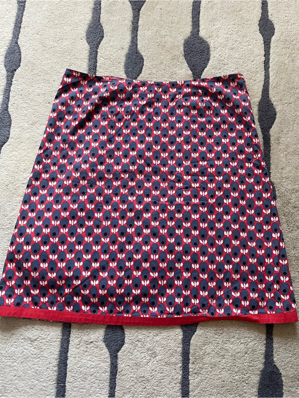 Boden Red Patterned A-Line Skirt